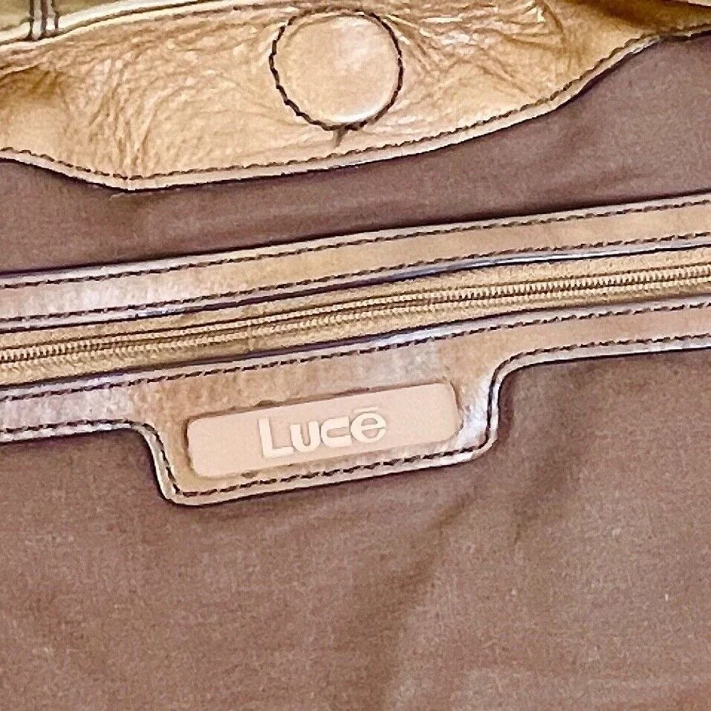 LUCE Leather Hobo Bag Handcrafted Caramel Brown Heavy Brass Hardware & Studs